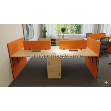 30SP4K-1260F-DGMP : 4-SEATERS WORKSTATION WITH SHARING CABINET (LIMITED TO 1 SET ONLY)